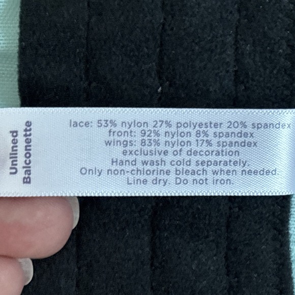 Cacique Women's 46C Lace Mesh Mint Seafoam Green Black Underwire Bra - Picture 11 of 12